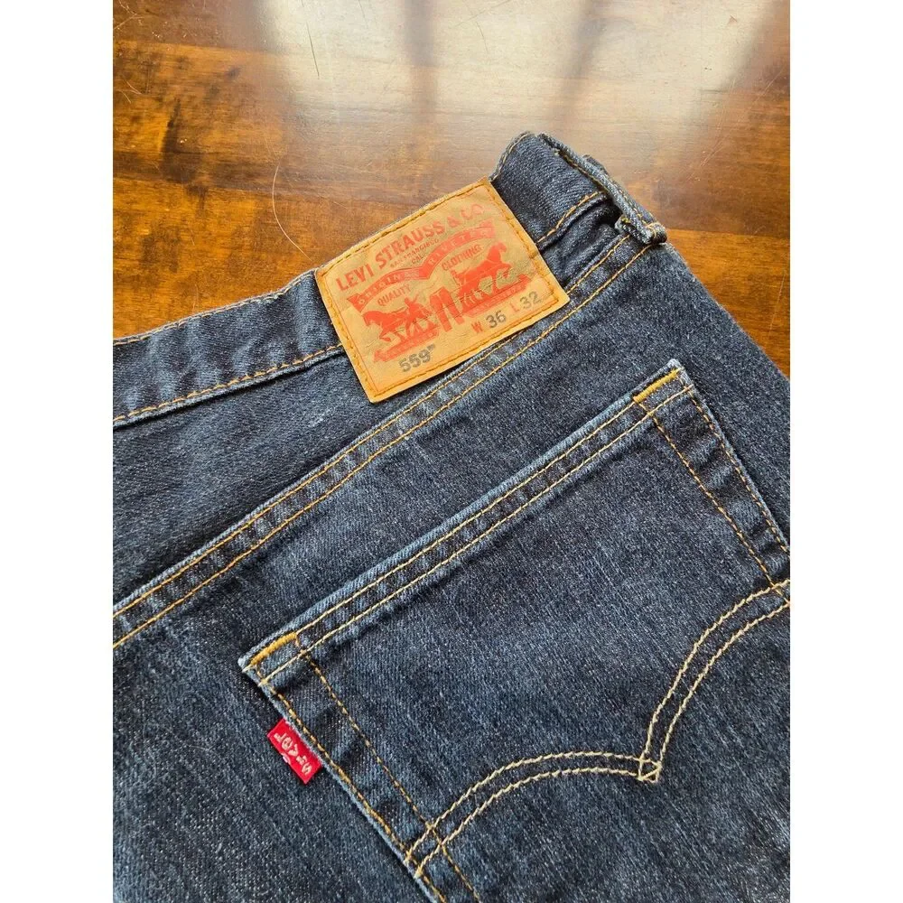 Levi’s 559 Relaxed Straight Jeans Men’s 36x32 Dark Wash Denim Pants